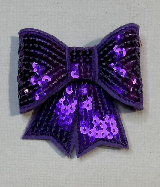 Purple Bling 3d bow hat patch