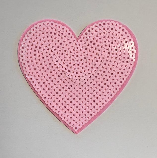 lt Pink sequin heart hat patch