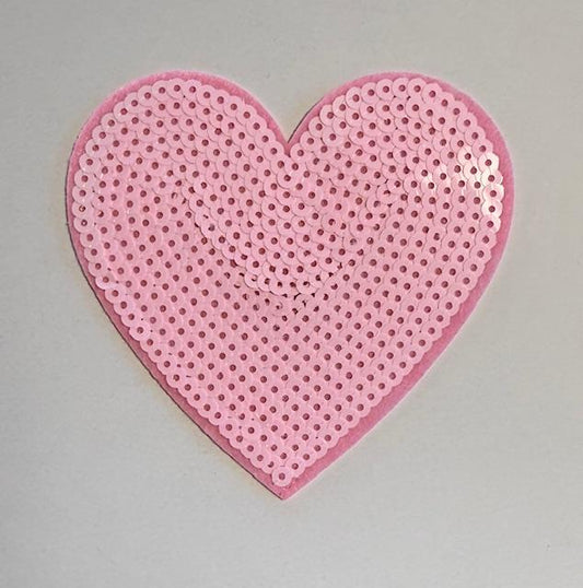 lt Pink sequin heart hat patch