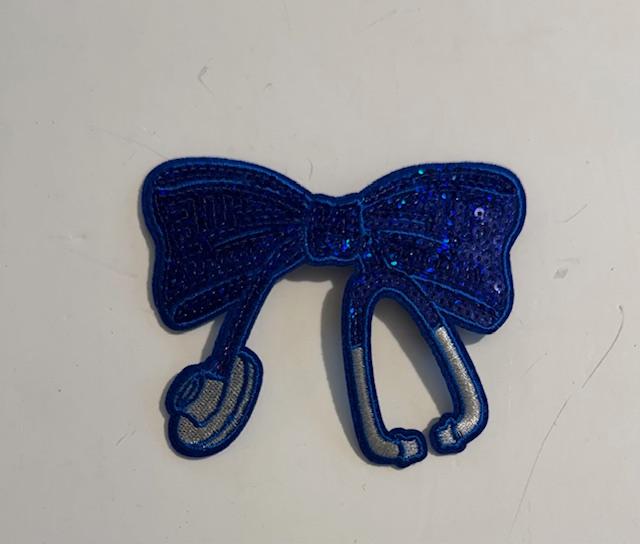 Blue medical bow hat patch