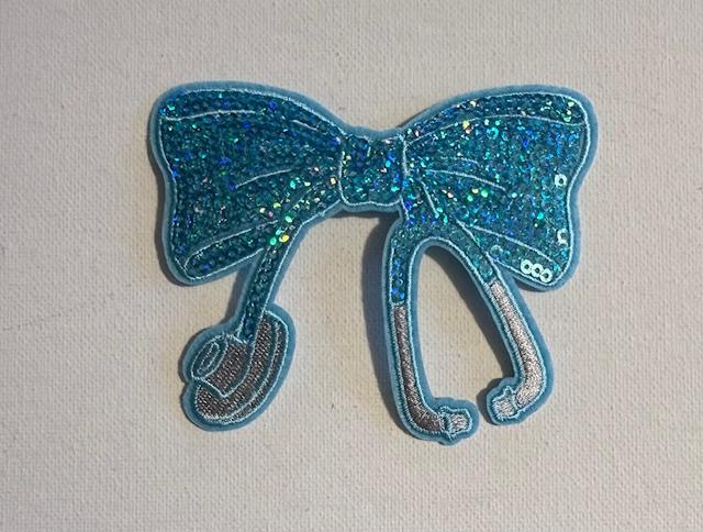 Teal Bow stethoscope-hat patch