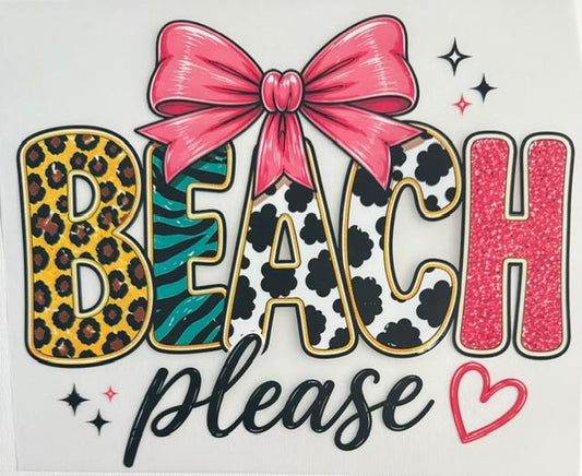 Beach Please = pink bow, heart