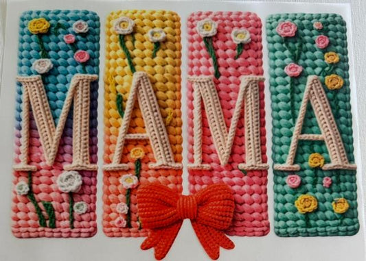 Mama - yarn, red bow
