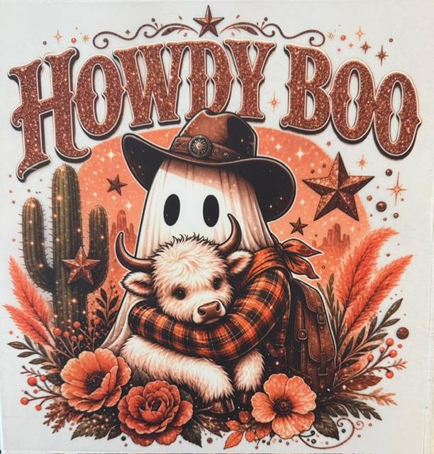 Howdy Boo - ghost holding baby cow