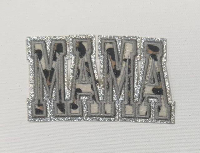 Mama- word cow print silveroutliner