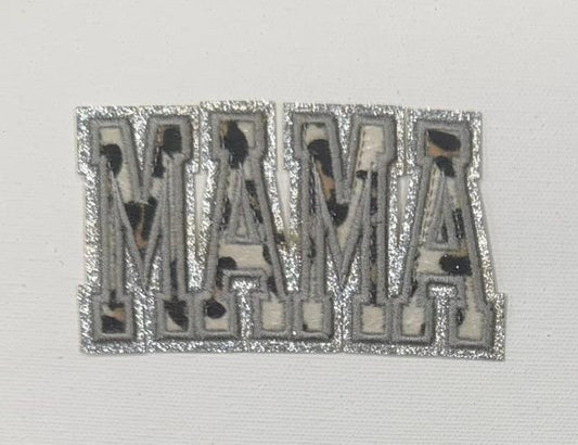 Mama- word cow print silveroutliner