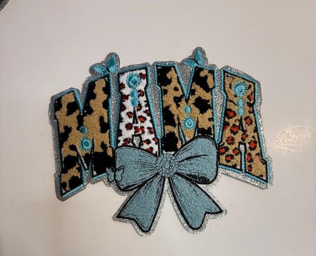 Mama western patch-blue bow