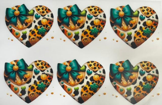 6 hearts, leopard, teal bows