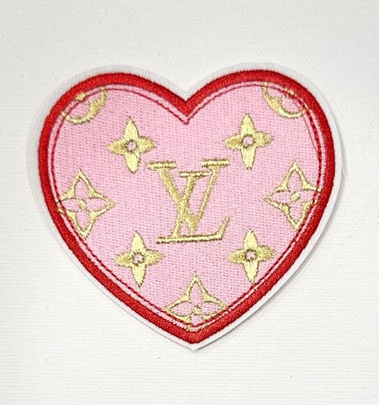 LV hat patch, pink/gold