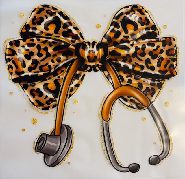 Cheetah Nurse Bow, stethoscope