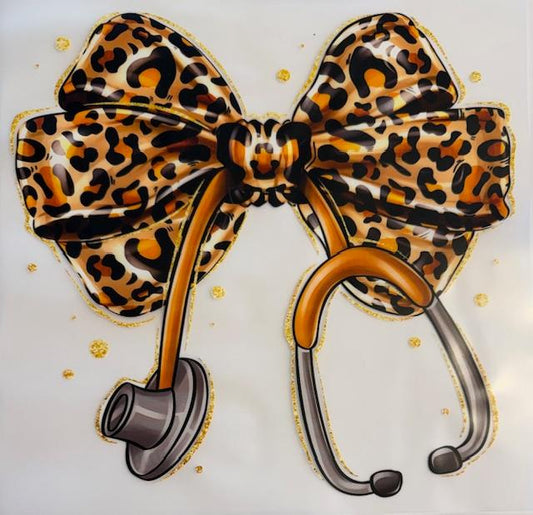 Cheetah Nurse Bow, stethoscope