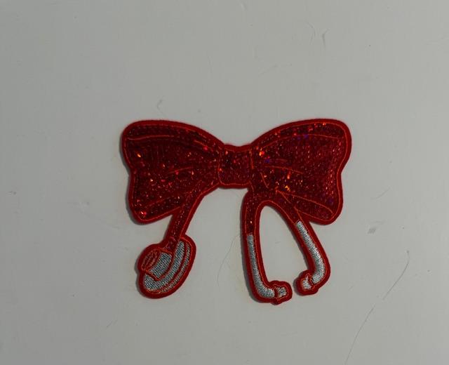 Red medical bow hat patch