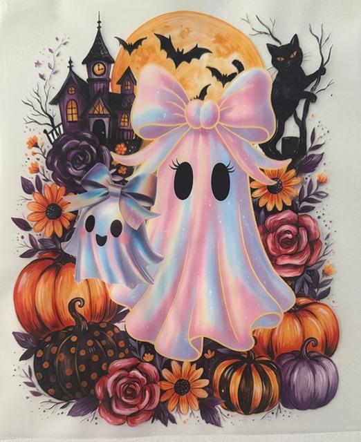 Ghost (2) Haunted house pumpkins