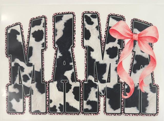Mama - cow print, pink bow