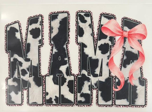 Mama - cow print, pink bow