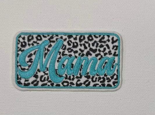 Mama-teal, b & w cheetah hat patch