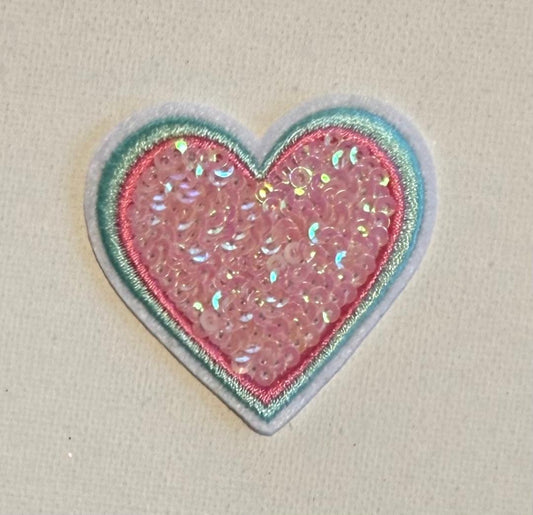 Pink bling heart hat patch