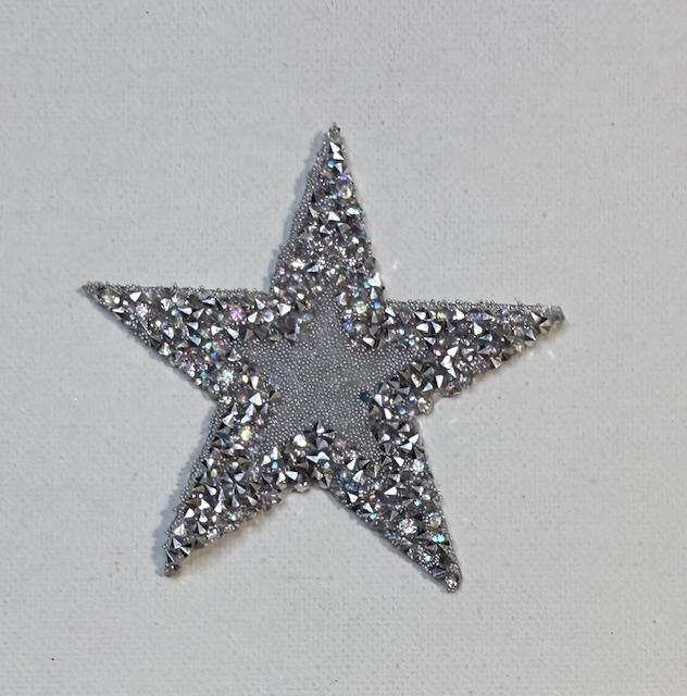 Silver outline bling star hat patch