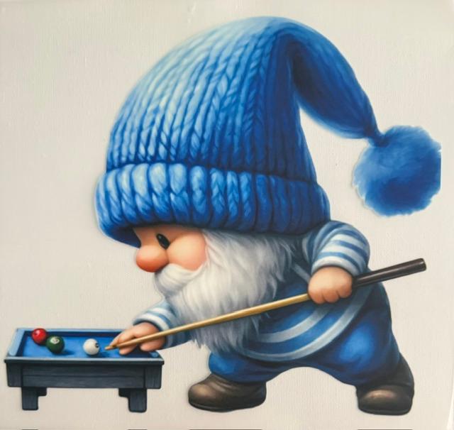 Gnome playing pool
