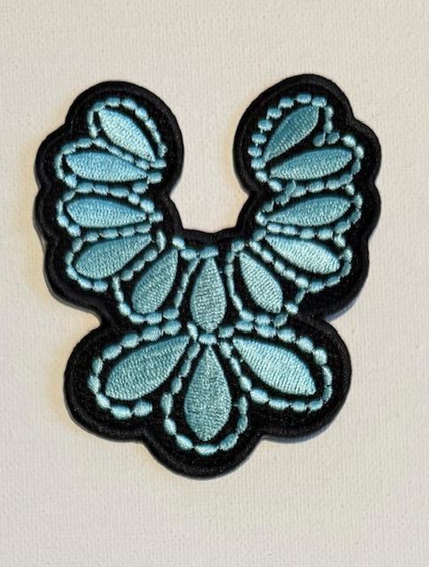 Western teal necklace hat patch