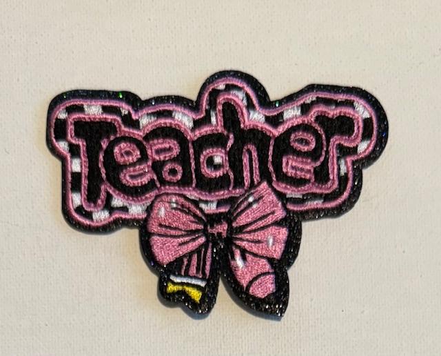 Pink Teacher hat patch