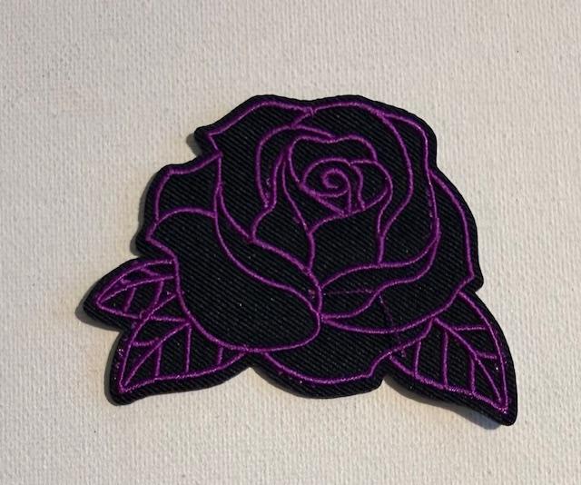 Purple rose outline hat patch