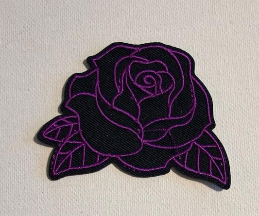 Purple rose outline hat patch