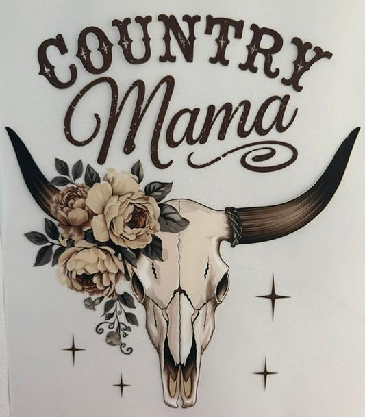 Country Mama, skull with flowers