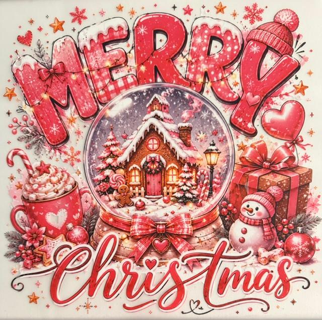 Merry Christmas - pink, globe