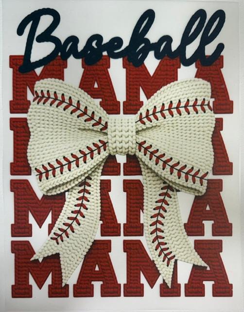 Baseball Mama- white baseball bow