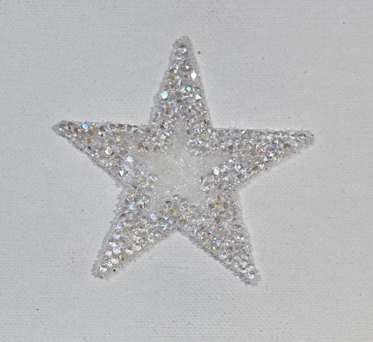 White bling outlined star hat patch