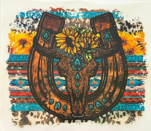 Horseshoe & Skull, western, sunflowers