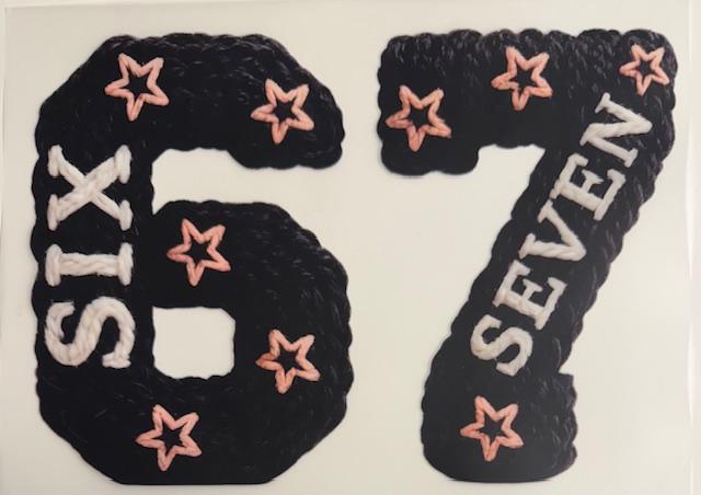 6-7 black w/ pink stars