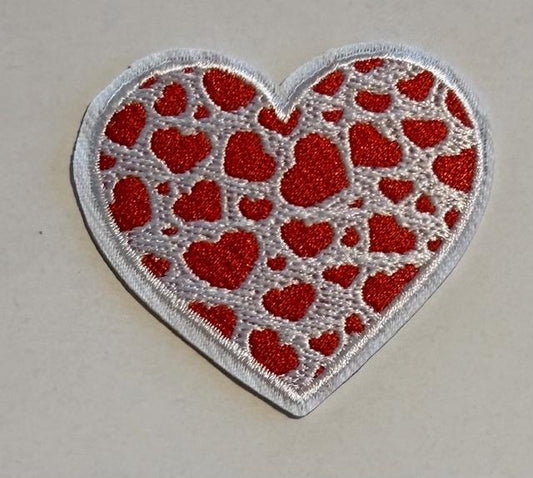 Red/ white heart hat patch