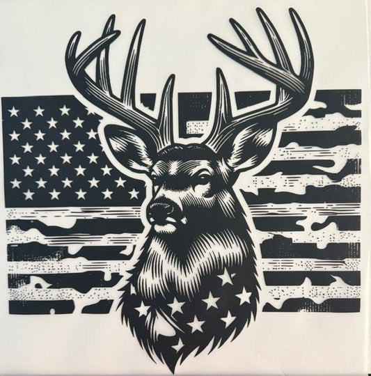 Deer, Am flag B & W