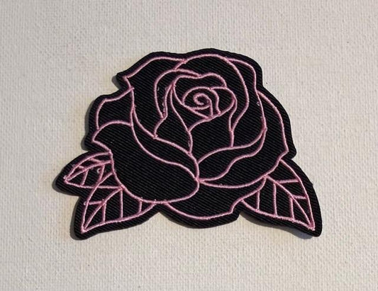 Lt pink rose outline hat patch