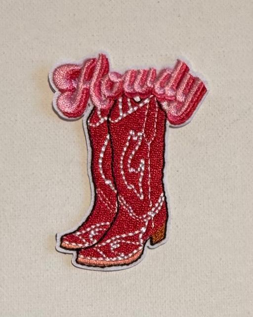 Howdy Hot pink boots hat patch