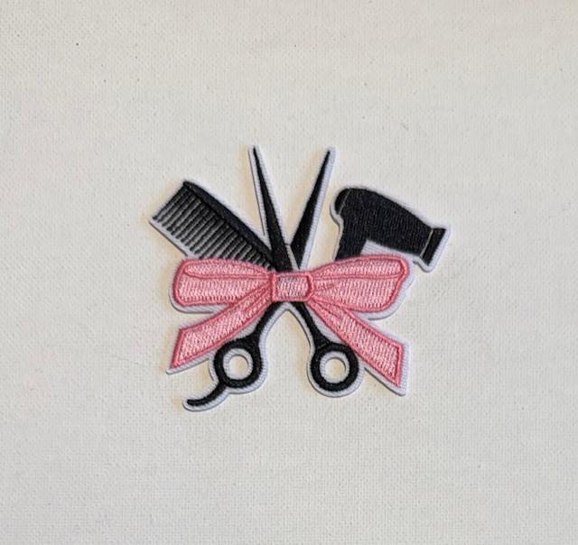 Stylist hat patch, pink bow