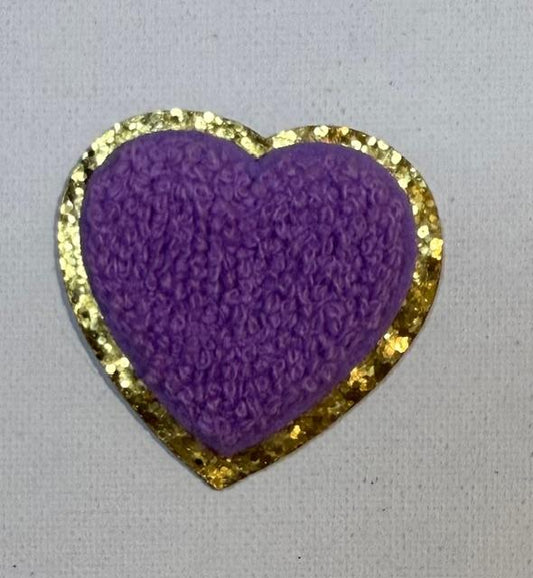 Purple heart gold outline hat patcb