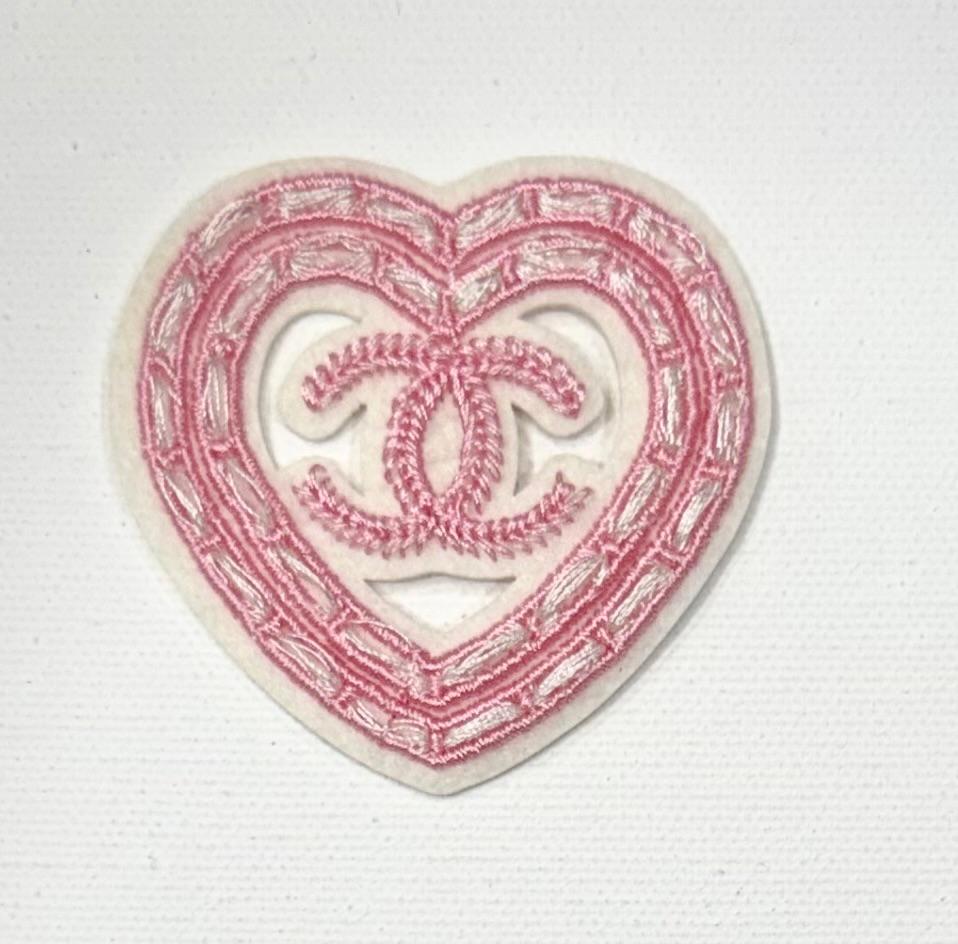 CC pink heart hat patch