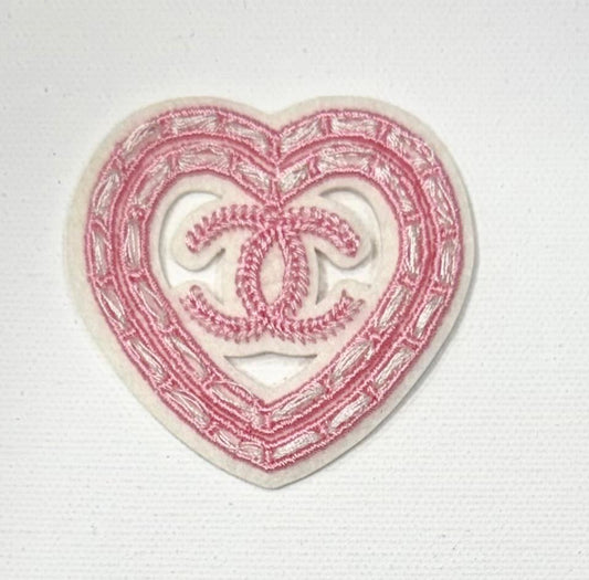 CC pink heart hat patch