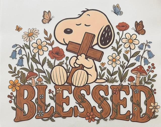 Snoopy - Blessed, holding a cross