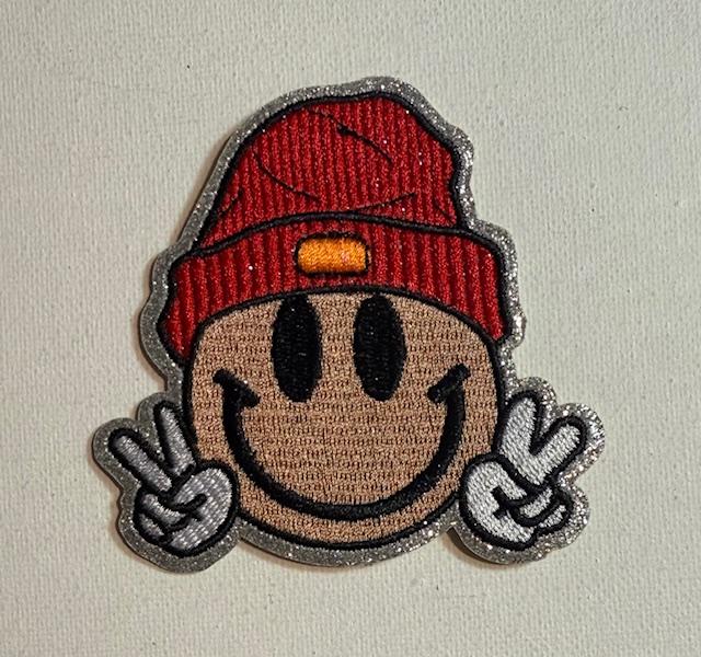Smiley face-red beanie