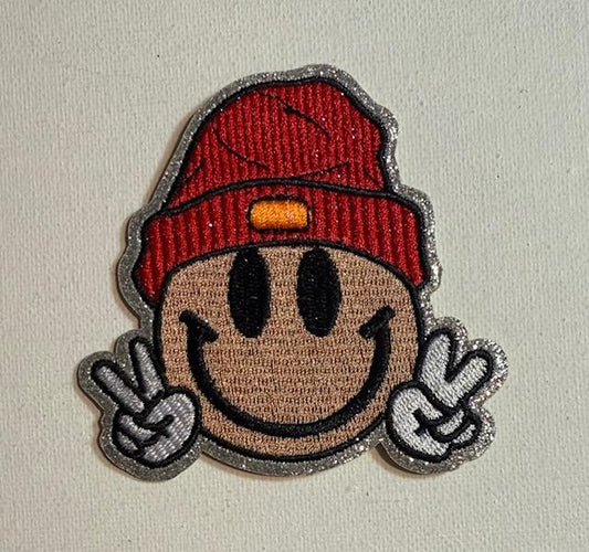 Smiley face-red beanie