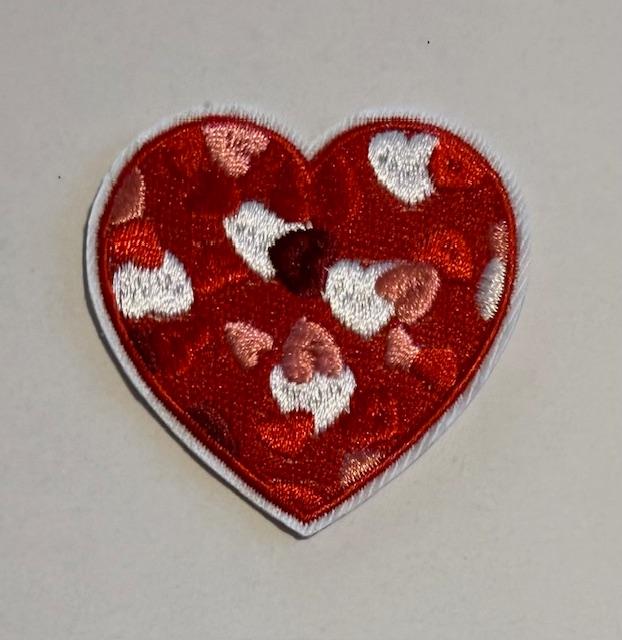 Heart, red white pink hearts hat patch