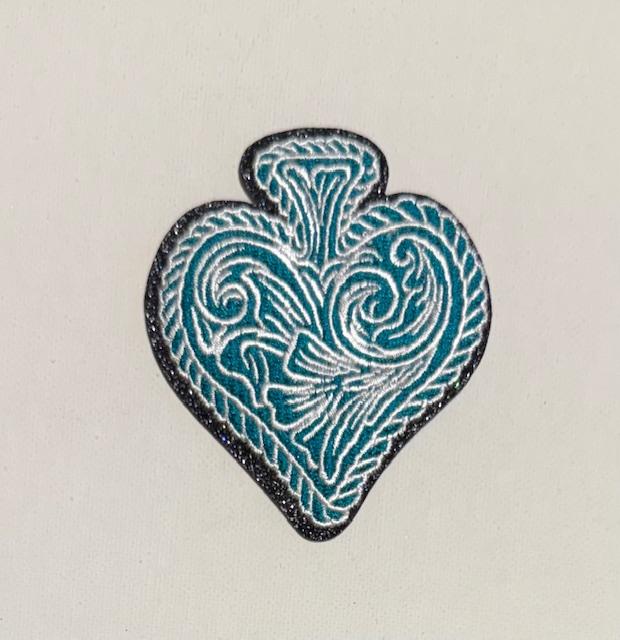 Spade, teal & white hat patch