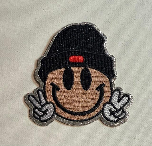 Smiley face-black beanie