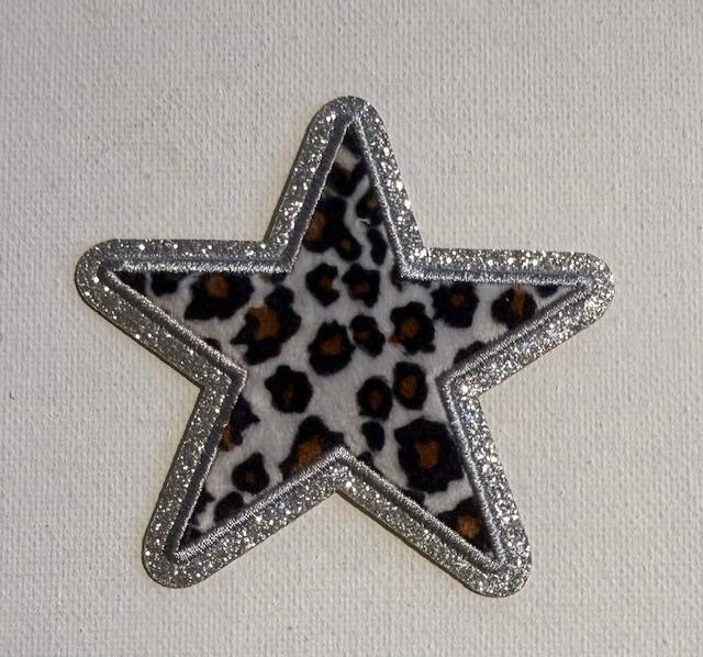 Silver cheetah star-hat patch