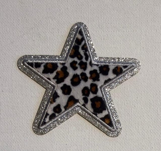 Silver cheetah star-hat patch