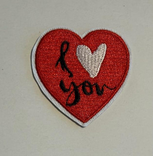 I Love you red heart hat patch